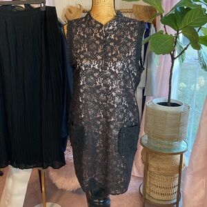 NWT BCBGMaxAzria Black Lace Shift Dress Sz L